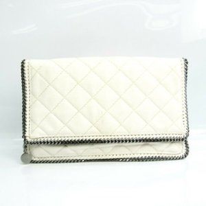 Authentic Stella McCartney Quilting Women's Polyester Clutch Bag Off White